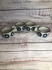 VTG 4 Otagiri Style Soup Bowls Handles SPECKLED Stoneware Circles Blue READ picture