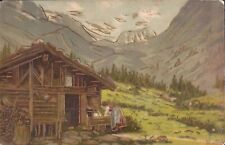 ARTIST SIGNED - Alfred Mailick - Alpine Mountain Scene 1908 - EMBOSSED & GILDED picture