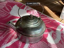 Vintage Large Revere Ware Kettle Solid Copper Chrome Plated Wood Handle picture