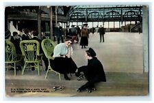 c1910 Victorian Boy & Girl Roller Skating Germany Antique Postcard picture