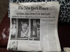 QUEEN ELIZABETH II  DEAD- SEPTEMBER 9th 2022 NY TIMES Complete Paper 2 Sections picture