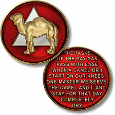 SOBRIETY  AA RECOVERY 12 STEPS THE TASKS OF THE DAY CAMEL RED CHALLENGE COIN picture