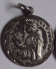 Sterling St Saint Dominic ornate round charm pendant medal astronomy patron picture