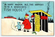 c1969 I'm Sorry Madam Fish House Outhouse Humor Minnesota MN Vintage Postcard picture