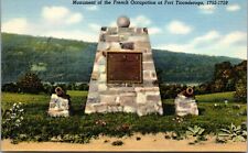 Vtg Fort Ticonderoga New York NY Monument of French Occupation 1940s Postcard picture