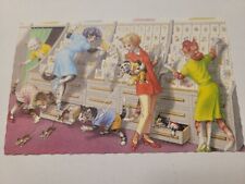 Vintage Alfred Mainzer dressed cat fantasy Postcard shop original UNUSED  picture