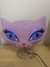 Vintage Pink Kitty Cat Head Lamp Melted Popcorn Plastic Desk Lamp Night Light picture