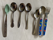 Vtg Lot of Baby Kids Feeding Spoons Stainless Plastic Miscellaneous picture