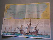 WHERE DID COLUMBUS DISCOVER AMERICA MAP + ISLANDS National Geographic  Nov. 1986 picture