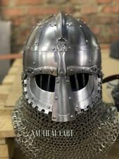 Medieval Steel Viking Vendel Helmet With Chainmail, SCA/ LARP Helmet Best Gift picture