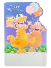 Vintage Happy Birthday Card American Greetings Dinosaur Party UNUSED Ephemera picture