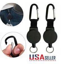 2Pcs Retractable Keyring ID Badge Holder Key Chain Steel Wire Rope Heavy Duty US picture