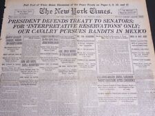 1919 AUGUST 20 NEW YORK TIMES - PRESIDENT DEFENDS TREATY TO SENATORS - NT 6962 picture