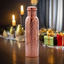 Pure Copper 34 oz Water Bottle - Handmade Hammered Finish - Ayurvedic Health picture