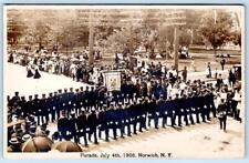 1908 RPPC 4th OF JULY PARADE NORWICH NEW YORK PATRIOTIC*MILITARY*CROWD SCENE picture