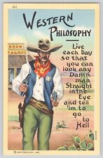 Postcard Arizona Comic Cowboy With Guns Western Philosophy Saloon Vintage picture