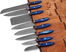Damascus Steel Professional Kitchen Knives 8pc Set with Leather Case Bag. ZEE-46 picture
