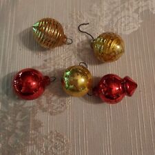Mixed Lot Miniature Vintage Mercury Glass Christmas Ornaments Ribbed Drop Round picture