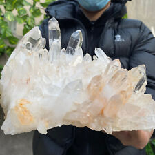 7.8lb Large Natural Clear White Quartz Crystal Cluster Rough Healing Specimen picture