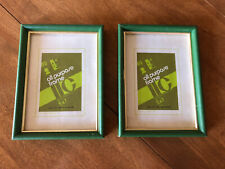 Pair Vintage NOS 1960's-70's Green Wood Picture Frames, Holds 5 x 7 picture