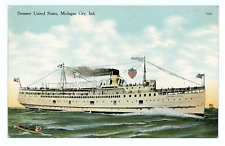 Antique Postcard Steamer Ship United State Michigan City Indiana 1909 picture