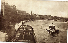 Hotel Cecil Cleopatra's Needle Thames Boat London England Divided Postcard 1910s picture