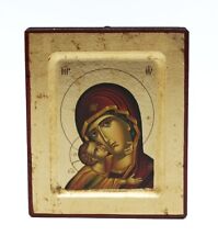 Greek Russian Orthodox Handmade Wood Icon Our Lady Glykofiloussa 01 12.5x10cm picture