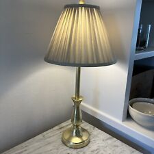 Stiffel Brass Heavy Candlestick Style Table Lamp. Original Pleated Shade. Works picture