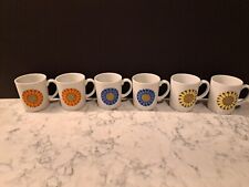 Set Of 6  Vintage  Coffee Tea Ceramic Mugs  Sunflower Pattern Made In Japan picture