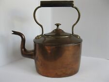 Large Antique Georgian  Solid Copper and Brass Gooseneck Tea Kettle Tea Pot picture