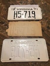 1971 Virginia PAIR License Tags Plates.               H5-719 Va. New NOS picture
