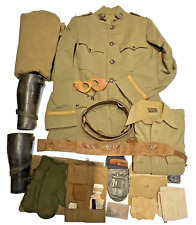 Original WWI U.S. Army Officer Uniform Engineer Coat & Belt Field Gears Blanket picture