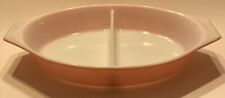 Vintage Pyrex #25 Pink Daisy Divided Oval Casserole Dish 1 1/2 Quart No Lid picture
