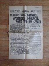 NOVEMBER 11 1918 Baltimore Sun Newspaper WORLD WAR  1 IS OVER  VETERANS DAY read picture
