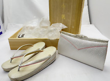 Japanese Kimono Zori Sandal & Bag Set Footwear With Wooden Box picture