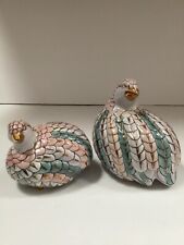 Vintage  1960’s TOYO  Ceramic  Pastel Pair of Quail Figurines With 14k Accents picture