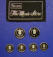 6 VTG SEAR'S MEN STORE SILVER TONE METAL ENAMELED STYLE REPLACEMENT BUTTONS USED picture