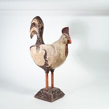 Vintage Wooden Hand Carved Rooster Folk Art Sculpture Rustic Decor picture