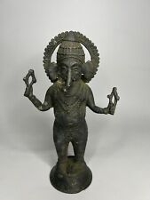 Old Tibet Lord Ganesha Bronze Standing Deity Elephant Statue Sculpture Figure picture