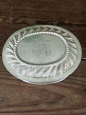 Vintage Ornate Silver Plate Double Monogrammed Oval Trinket Jewelry Box 5