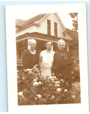 Vintage Photo 1928, 3 Elderly Women next flower bushes, in China Yard 3.5 x 2.5 picture