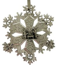 VTG RR Christmas Ornament Jesus Snowflake Birth Of Christ Nativity Italy Pewter picture