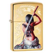 Zippo 29668 Mazzi Dragon Lady with Sword High Polish Brass Lighter picture
