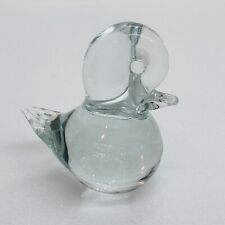 Vintage 1970s Crystal Glass Duck Figurine Paperweight Clear Chipped Tail 10 picture