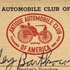 1953 Antique Automobile Club Of America AACA Membership Member Card New Jersey picture