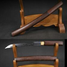 Japanese Damascus Folded Steel Samurai Sword Rosewood Shirasaya Tanto picture