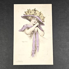 Antique 1910 M.A Templeton Chicago Margie Mc Mein Pretty Girl Big Hat Postcard picture