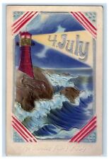 1905 Fourth Of July Lighthouse Embossed Olanta Pennsylvania PA Antique Postcard picture