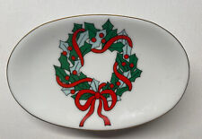 Vintage Christmas Soap Dish Made In Korea Ceramic Wreath Pedestal Excellent picture