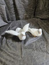 White Bisque Porcelain Dove Figurines Vintage Lovebirds Set of 2 picture